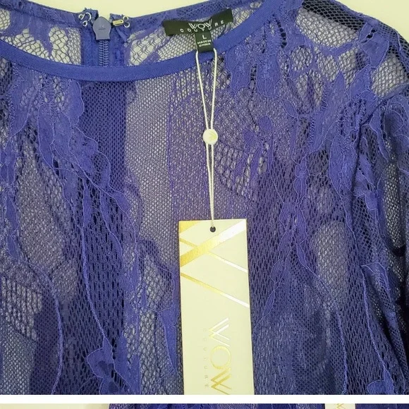 Royal blue lace mesh dress - Picture 4 of 4